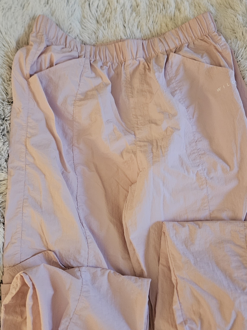 WILO THE LABEL Light Pink Elastic-Waist Cargo Track Pants - Casual Joggers